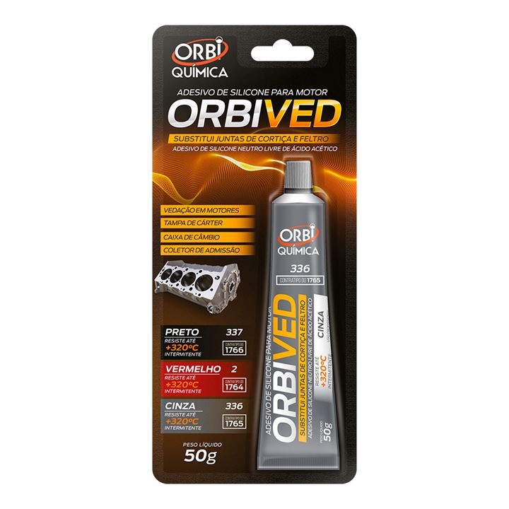 ADESIVO SILICONE ALTA TEMP 50G CINZA - ORBI