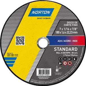 DISCO DE CORTE STANDARD NORTON 7" X 1,6